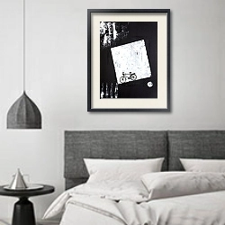 «Black&White fantasies. Bicycle» в интерьере спальне в стиле минимализм над кроватью