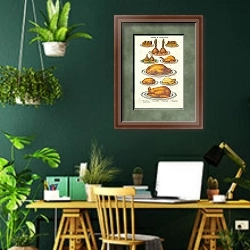 «Дичь и домашняя птица» в интерьере кабинета с зелеными стенами