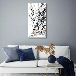 «Живопись в китайском стиле 6» в интерьере современной гостиной в синих тонах