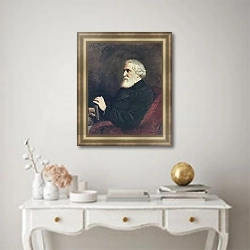 «Портрет писателя Ивана Сергеевича Тургенева. 1872» в интерьере в классическом стиле над столом
