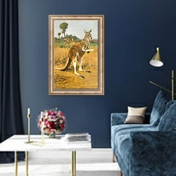 «Red Kangaroos In The Outback» в интерьере в классическом стиле в синих тонах