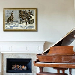 «Winter Landscape 12» в интерьере классической гостиной над камином