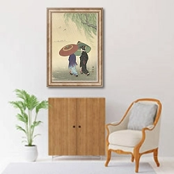 «Two women in the rain» в интерьере в классическом стиле над комодом