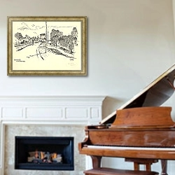 «Gezicht op de Starnmeerdijk bij Oostknollendam» в интерьере классической гостиной над камином