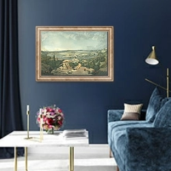 «View of Paris from the Terrace of the Pavillon de Brimborion» в интерьере в классическом стиле в синих тонах