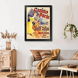 «Казино Парижа. Камиль Стефани. Концертно-зрелищный бал» в интерьере гостиной в стиле ретро над диваном