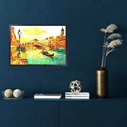 «Италия, Венеция. Закат над каналом» в интерьере в классическом стиле в синих тонах