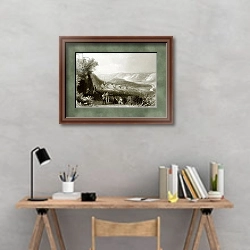«Schulpforte» в интерьере кабинета с серыми стенами над столом