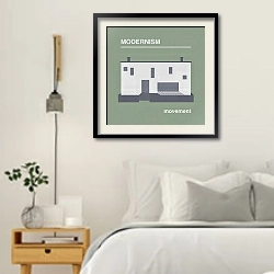 «Mordern home №6» в интерьере белой спальни в скандинавском стиле