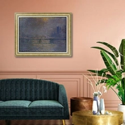 «Charing Cross Bridge, The Thames, 1900-03» в интерьере классической гостиной над диваном