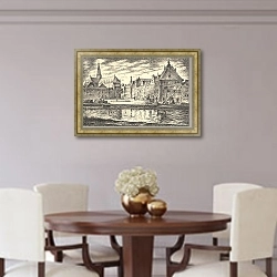 «Gezicht vanaf het Spaarne op de Waag en Damstraat. In de verte de Grote of Sint-Bavokerk» в интерьере столовой в классическом стиле