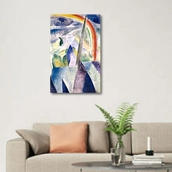 «Шпиль Собора Парижской Богоматери» в интерьере современной светлой гостиной над диваном