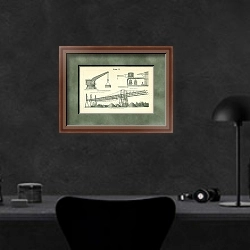 «Краны II 2» в интерьере кабинета в черных цветах над столом
