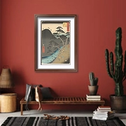 «Hakone» в интерьере прихожей в этническом стиле с красной стеной