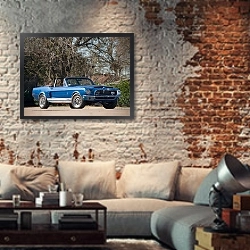 «Shelby GT500 Convertible '1968» в интерьере гостиной в стиле лофт с кирпичной стеной