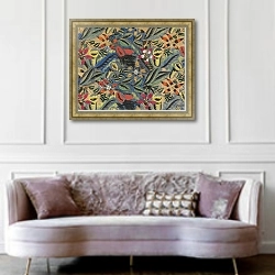 «Цветочная композиция с амариллисом» в интерьере гостиной в классическом стиле над диваном