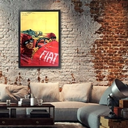 «Fiat» в интерьере гостиной в стиле лофт с кирпичной стеной