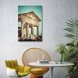 «Древний римский город Дугга, Тунис 2» в интерьере современной гостиной с желтым креслом