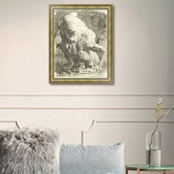 «Две мужские фигуры Борются» в интерьере в классическом стиле в светлых тонах