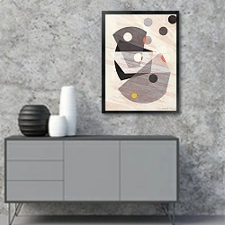 «Серые перекрытия» в интерьере в стиле минимализм над тумбой