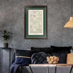 «Industriekarten von Deutschland VI» в интерьере гостиной в стиле лофт в серых тонах