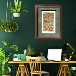 «Sheet of Persian Designs for Textile Fabrics» в интерьере кабинета с зелеными стенами