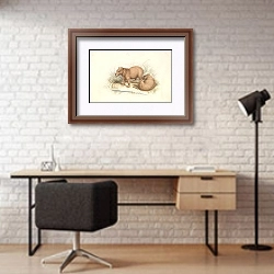 «The Capybara.» в интерьере современного кабинета с кирпичными стенами