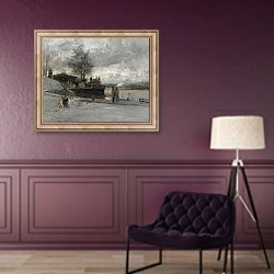 «Quai Au Bord De La Seine, Paris» в интерьере в классическом стиле в фиолетовых тонах