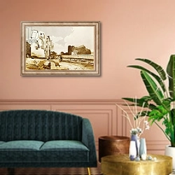 «Notre Dame from the Quai St. Bernard» в интерьере классической гостиной над диваном