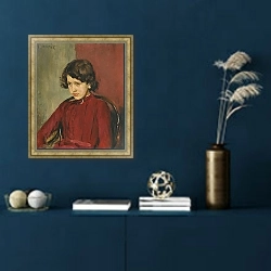 «Портрет Прасковьи Анатольевны Мамонтовой» в интерьере в классическом стиле в синих тонах