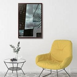 «Формы» в интерьере комнаты в скандинавском стиле с желтым креслом