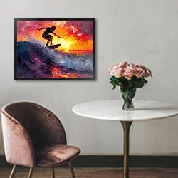 «Riding the sunset waves» в интерьере в классическом стиле над креслом