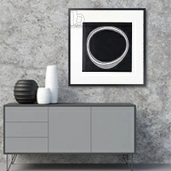 «Black Circle» в интерьере в стиле минимализм над тумбой