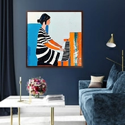 «Piano lessons» в интерьере в классическом стиле в синих тонах