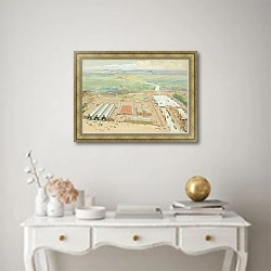 «Gezicht op de haven van Brussel en het station van Tour en Taxis» в интерьере в классическом стиле над столом