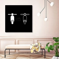 «Scooter Motorcycle Motobike Delivery concept Moped Shipping icon outline set white color vector illustration flat style simple image» в интерьере современной прихожей в розовых тонах