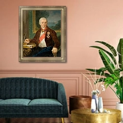 «Портрет Дмитрия Прокофьевича Трощинского 3» в интерьере классической гостиной над диваном