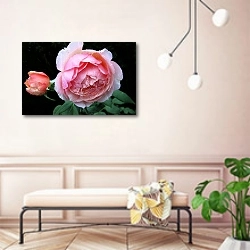 «Розовая роза с бутоном» в интерьере современной прихожей в розовых тонах