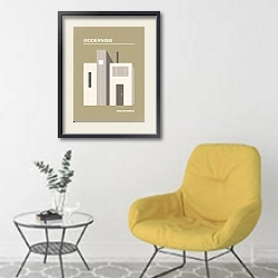 «Mordern home №2» в интерьере комнаты в скандинавском стиле с желтым креслом