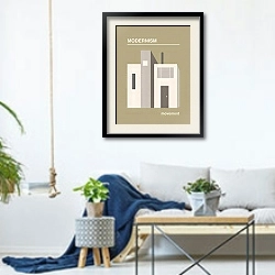 «Mordern home №2» в интерьере гостиной в скандинавском стиле над диваном