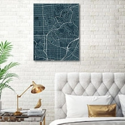 «Тайны холмов Сан-Франциско: карта города в тени» в интерьере современной спальни в белом цвете с золотыми деталями