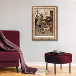 «Illustration for Adam Bede 17» в интерьере гостиной в бордовых тонах
