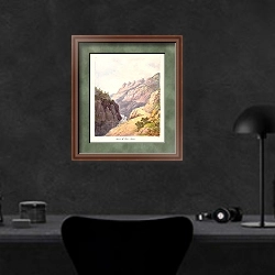 «Pass in the Sierra Morena» в интерьере кабинета в черных цветах над столом