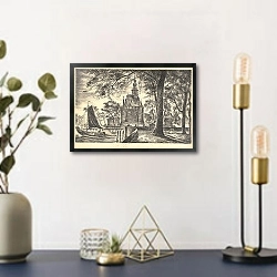 «Gezicht op de Hoofdtoren» в интерьере в стиле ретро над столом