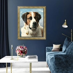 «Святой Бернард» в интерьере в классическом стиле в синих тонах