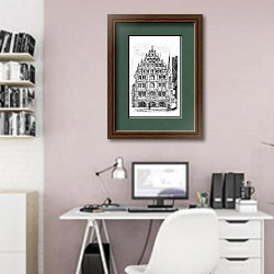 «The Gewandhaus of Brunswick, or Braunschweig, Lower Saxony, Germany. Vintage engraving.» в интерьере светлого кабинета над белым столом