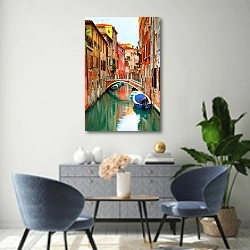 «Италия. Венеция. Узкие каналы» в интерьере современной гостиной над комодом