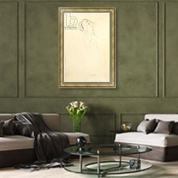 «Woman from the left» в интерьере гостиной в оливковых тонах