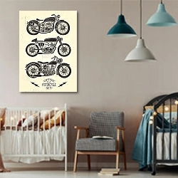 «Vintage Motorcycle Set» в интерьере детской комнаты для мальчика