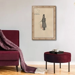 «Mr Vholes, c.1920s» в интерьере гостиной в бордовых тонах
